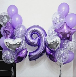 Набор шаров на 9 лет "Лаванда"